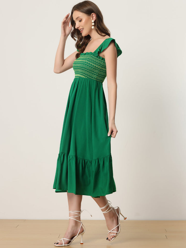 Bella Women's Midi Dress | Flowy Polyester, Square Neck Design - 11