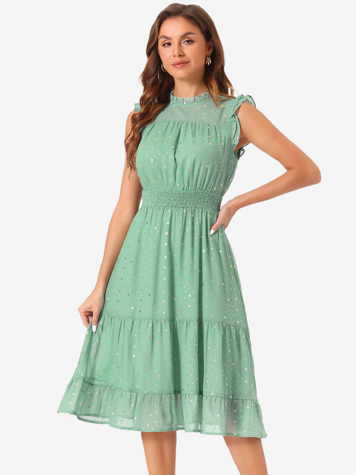 Celeste Women's Cocktail Dress | Star Print, A-Line Silhouette - 40