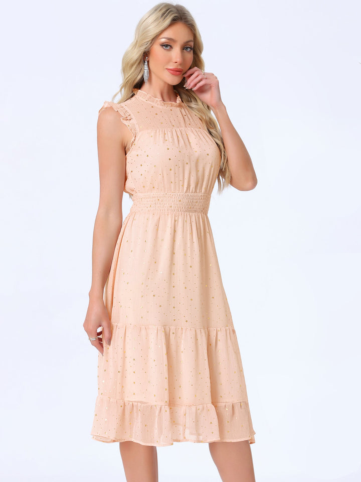 Celeste Women's Cocktail Dress | Star Print, A-Line Silhouette - 59