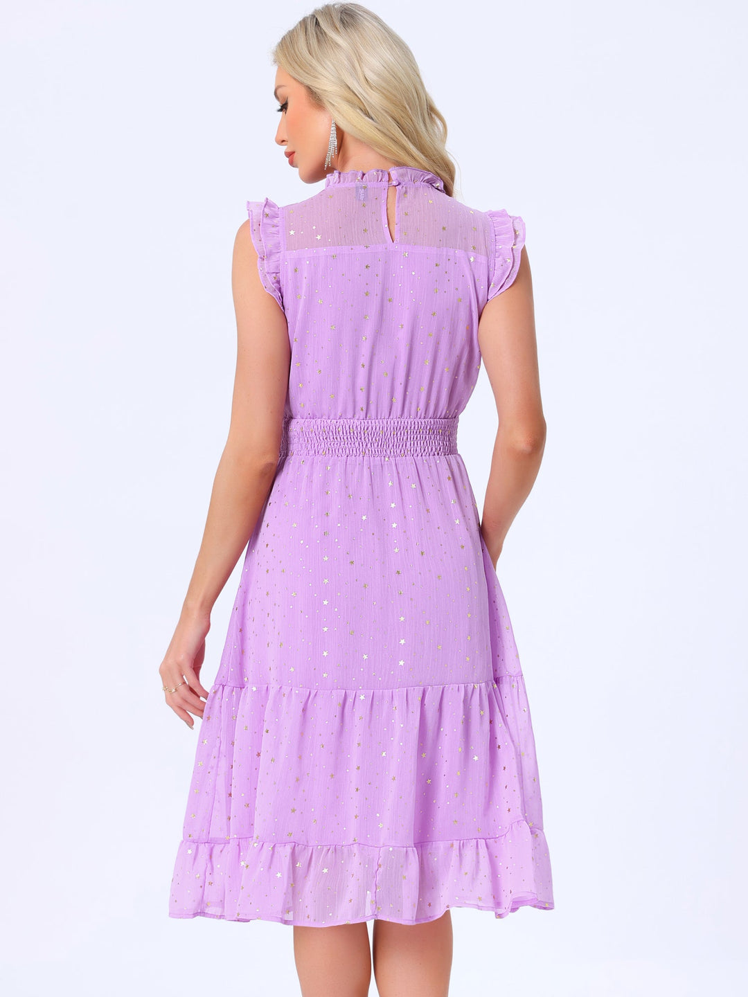 Celeste Women's Cocktail Dress | Star Print, A-Line Silhouette - 68