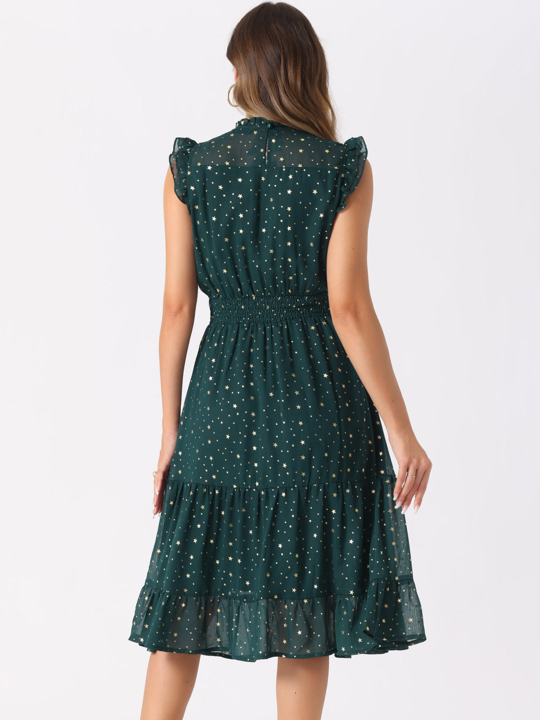 Celeste Women's Cocktail Dress | Star Print, A-Line Silhouette - 7