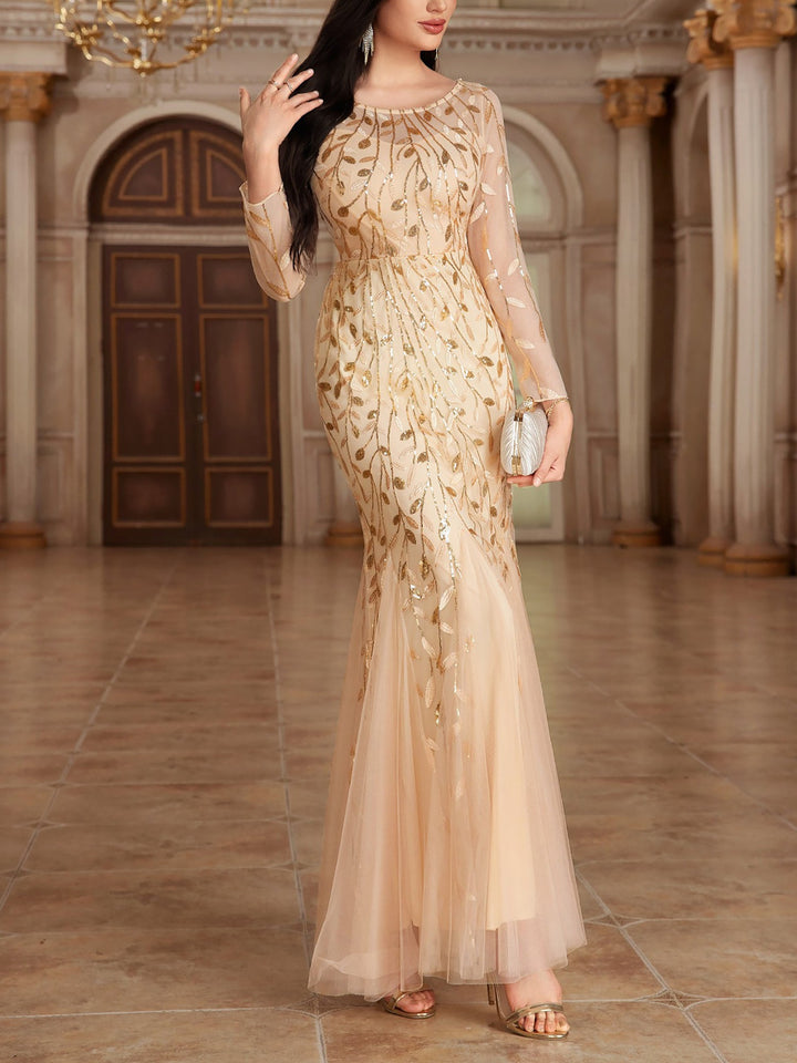 Sera Women's Evening Gown | Sequin Embroidered Fishtail Dress for Formal Events - 14