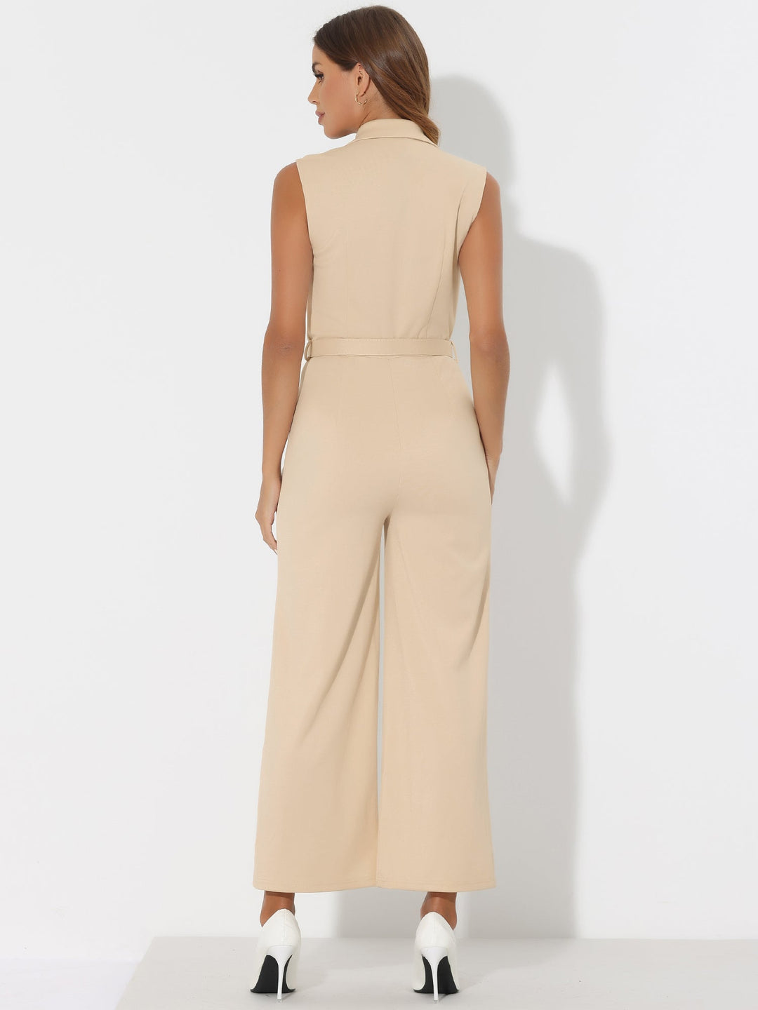 Sleek Women's Jumpsuit | Comfortable Polyester Blend, Button Front, Belted Waist - 13