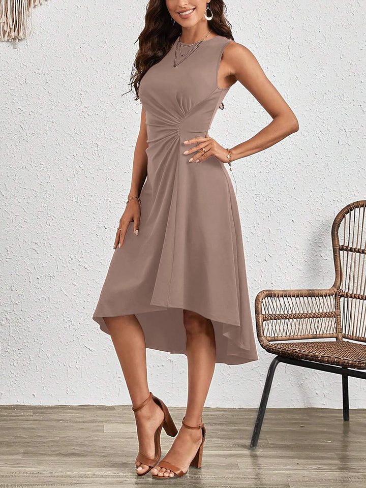 Sleek Women's Midi Dress | Sleeveless Casual Summer Style, Irregular Hem - 14