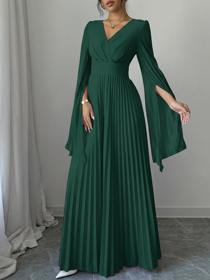 Vera Women's Maxi Dress | Pleated V-Neck, Elegant Cocktail Style - 7